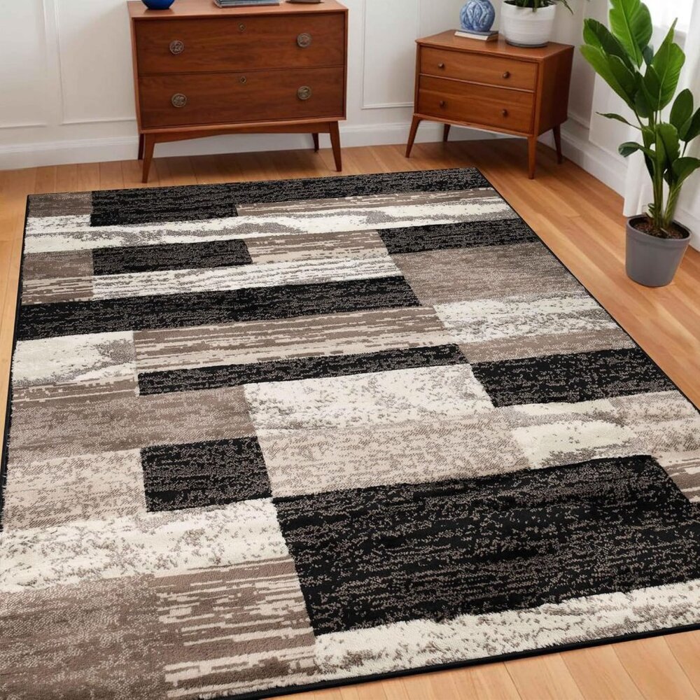 New 8x10 Indoor Area Rug, Modern Geometric Patchwork Carpet for Home & Office